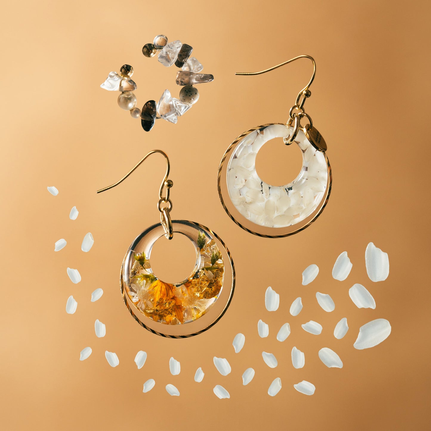 Flower and Rice + earcuff