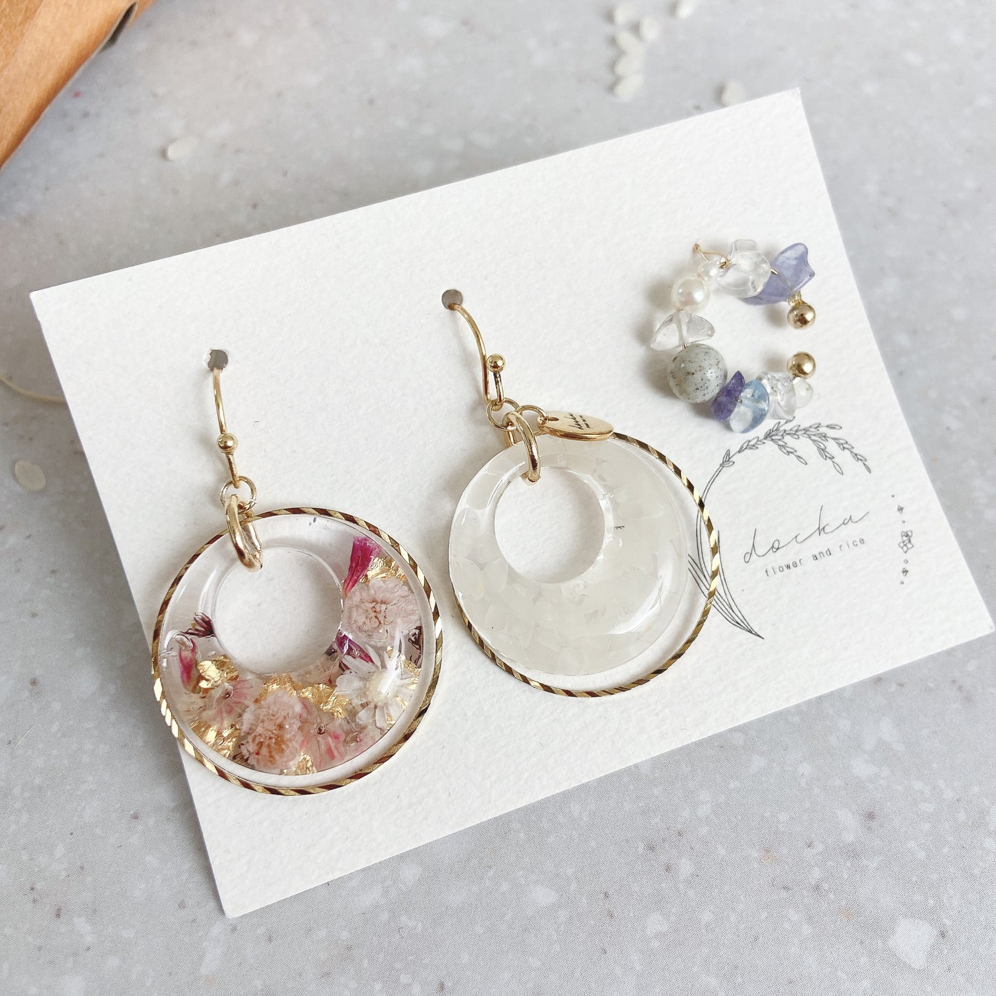 Flower and Rice + earcuff