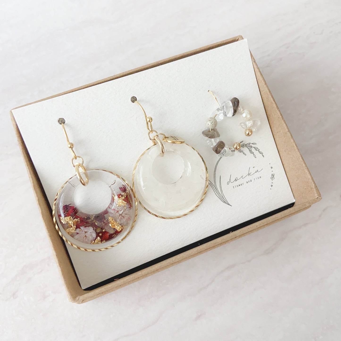 Flower and Rice + earcuff
