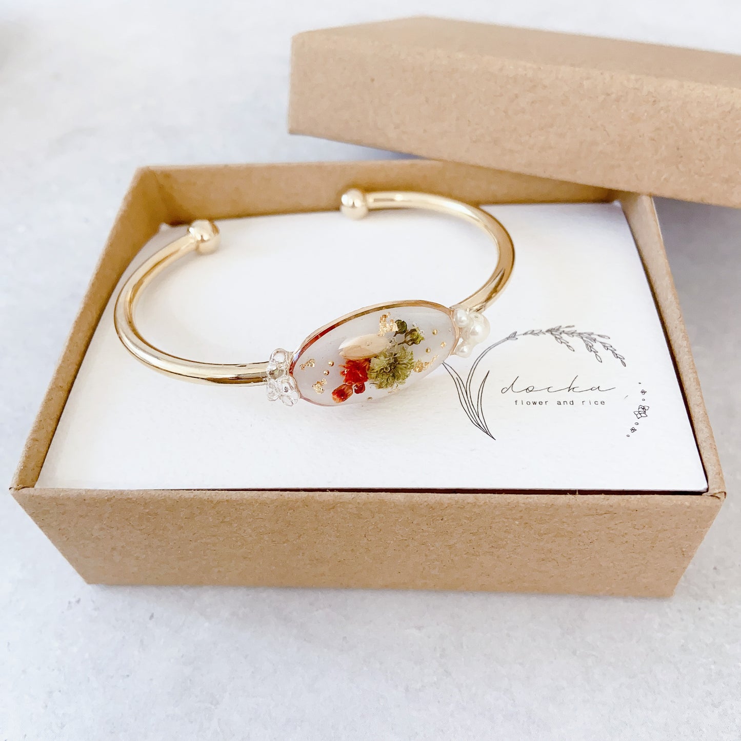 Bangle - baby's breath and rice