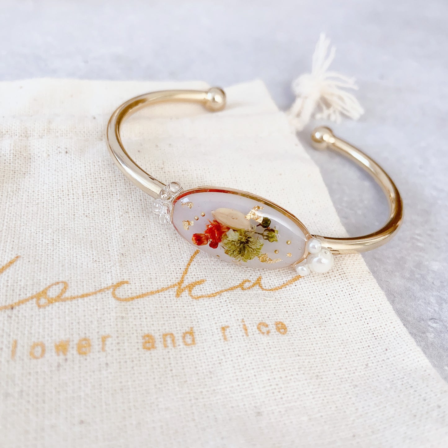 Bangle - baby's breath and rice