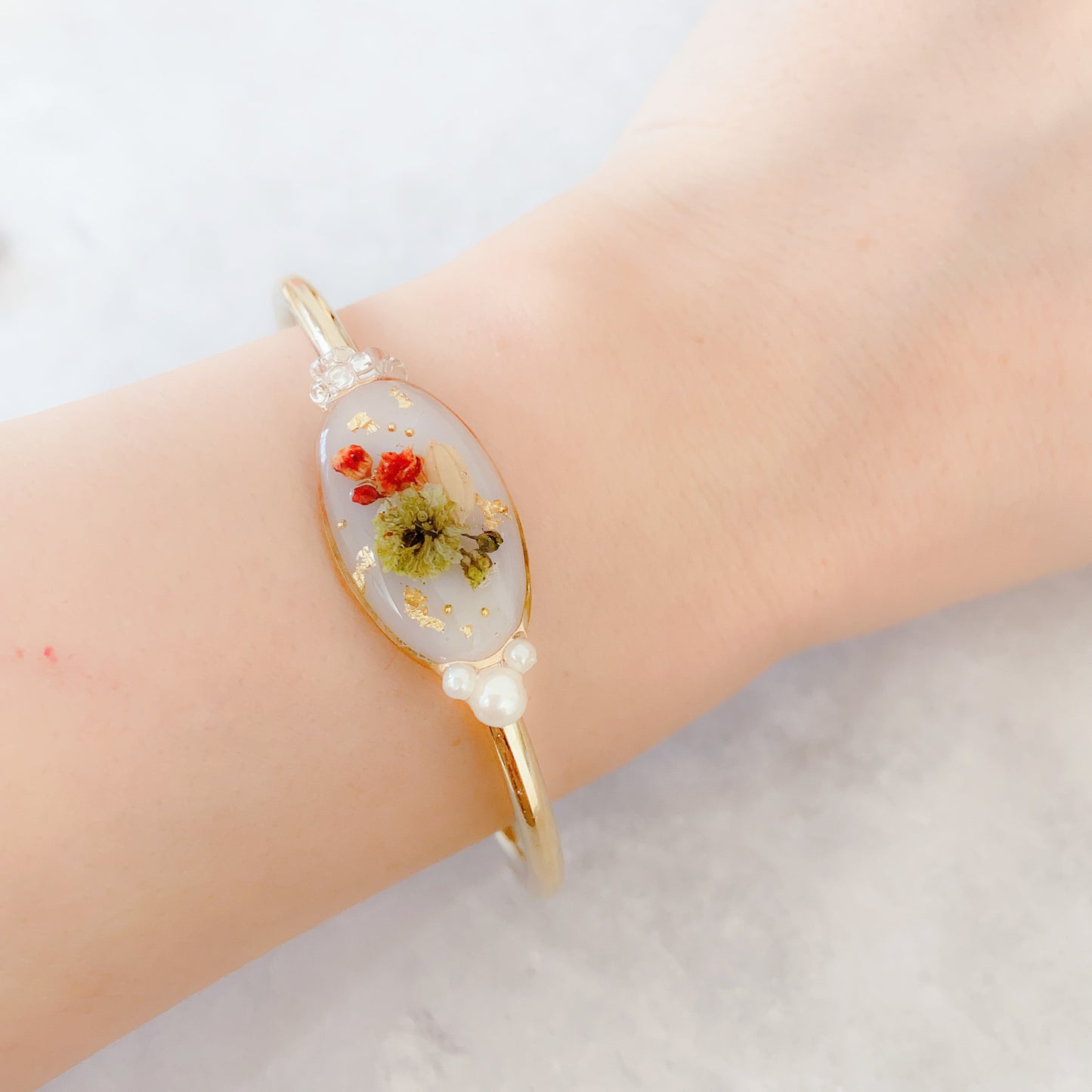Bangle - baby's breath and rice